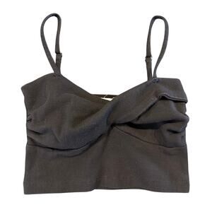 Tidal Nest Ribbed Twist Front Crop Top Black, Small, Spaghetti Strap